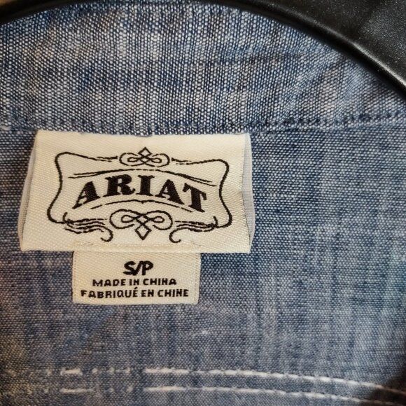 Ariat Long Sleeve Tunic Dress Women's Sm Blue Chambray Western Yoke Pearl Snap - Picture 5 of 14